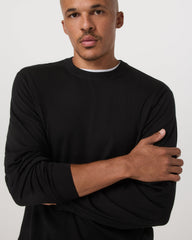 Merino Fine Gauge Wool Sweater Men's Black Sweater | Vuori Online