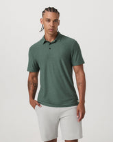 Strato Tech Polo Men's Agate Green Heather Polo Shirt | Vuori US