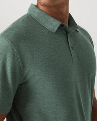 Strato Tech Polo Men's Agate Green Heather Polo Shirt | Vuori US