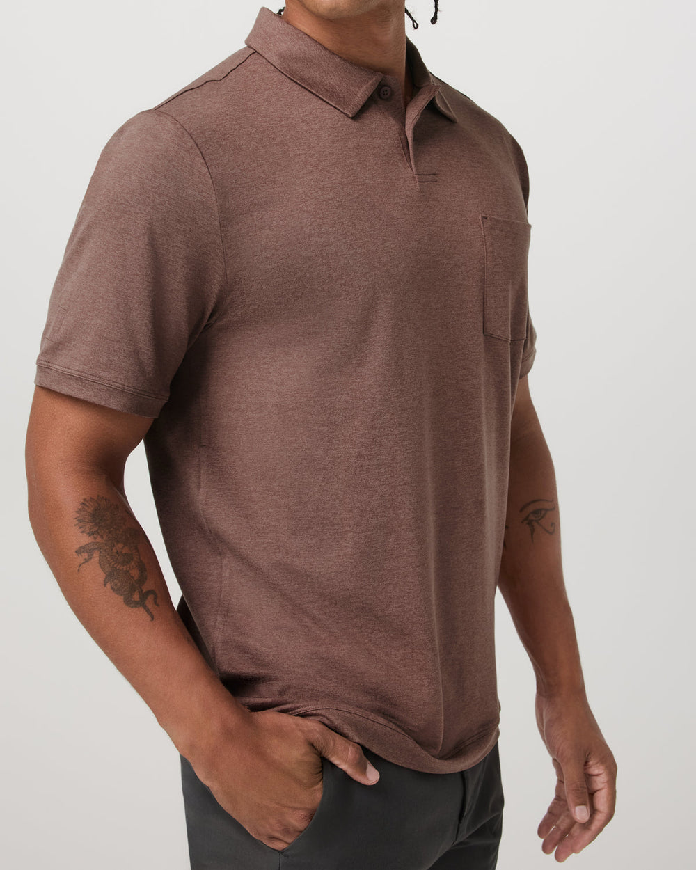 Short Sleeve Ponto Performance Polo Sable Heather | Vuori Outlet