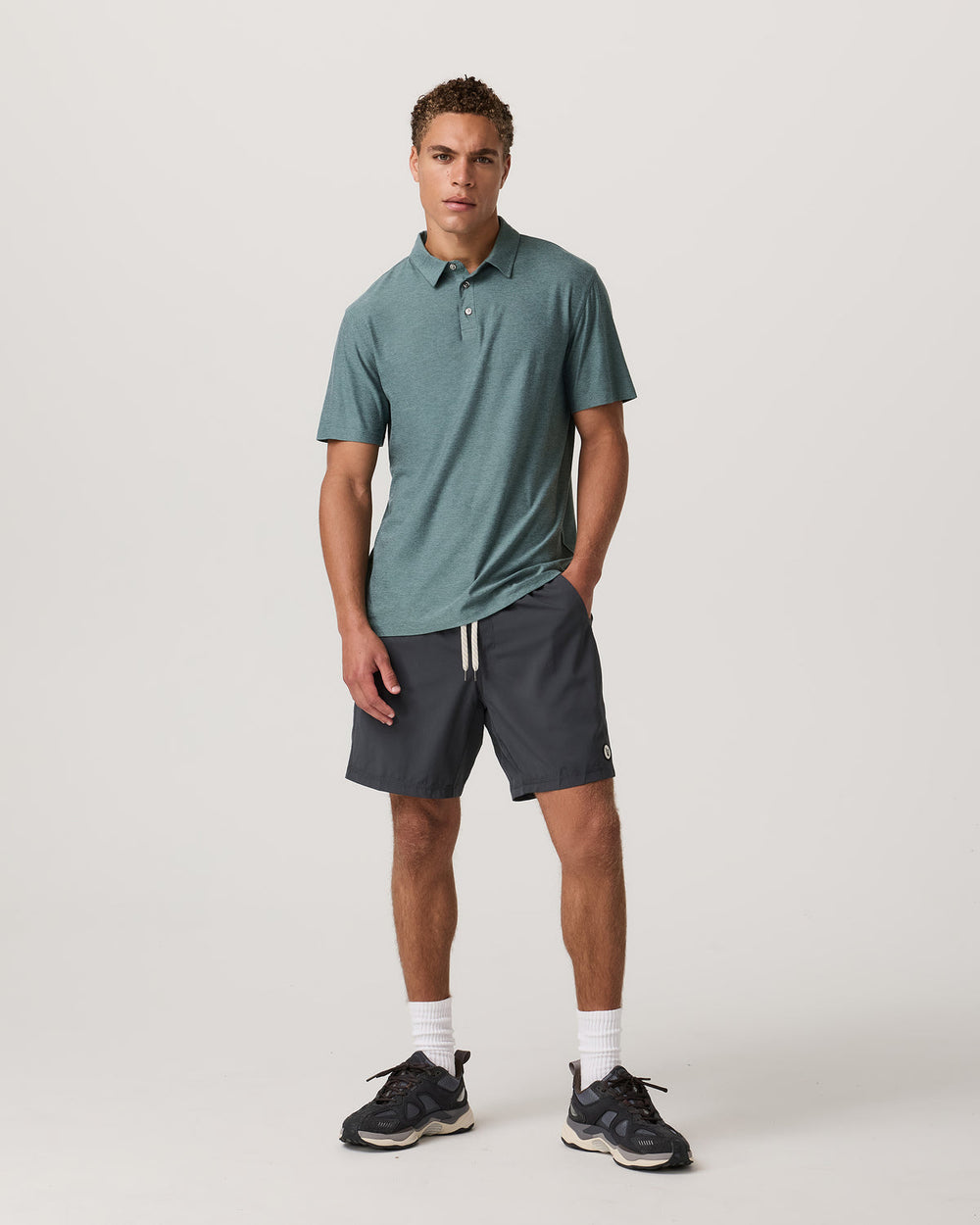 Strato Tech Polo Men's Bluegrass Heather Polo Shirt | Vuori US