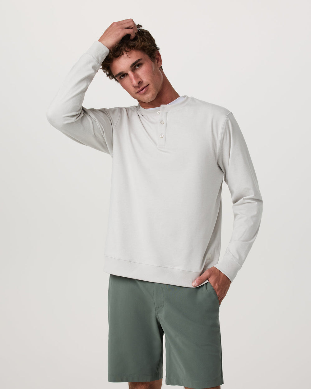 Men's Long Sleeve Coronado Henley - Relaxed Salt Heather | Vuori Sale