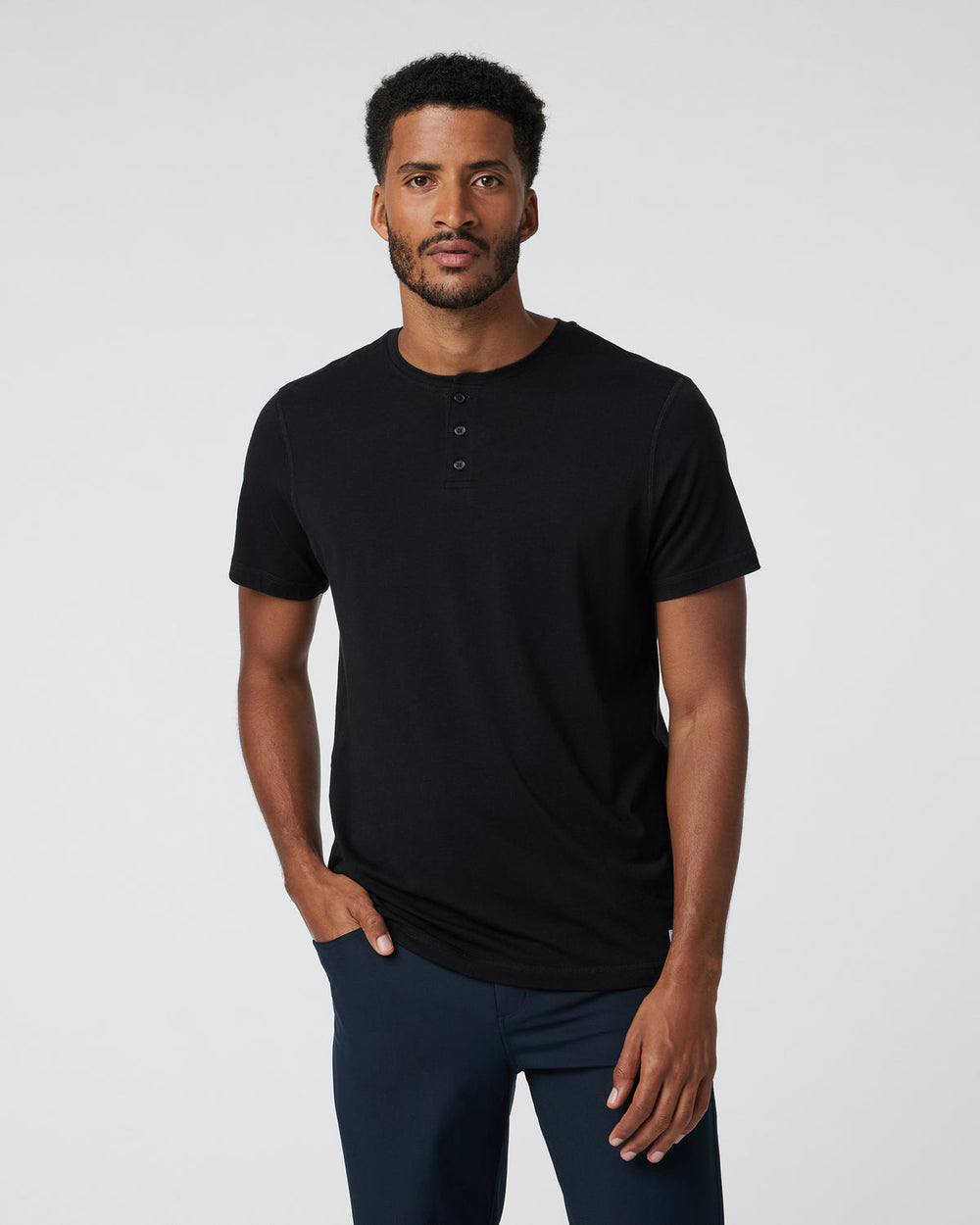 Short-Sleeve Tuvalu Henley Men's Black Henley Shirt | Vuori On sale