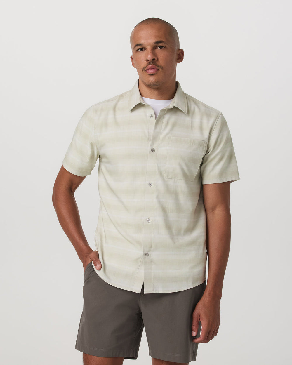 Men's Short Sleeve Plaid Button Down Shirt Sandalwood | Vuori For sale