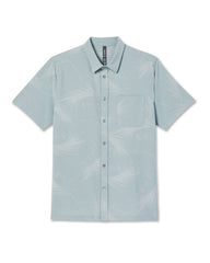 Short-Sleeve Bridge Button Down Chalk Blue Falling Fronds | Vuori For sale