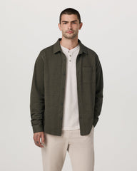 Jeffreys Overshirt Men's Olive Heather Button-Up Shirt | Vuori Online