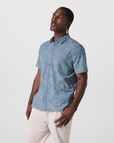 Short Sleeve Bridge Button Down Dusty Blue Plumeria | Vuori Clothing