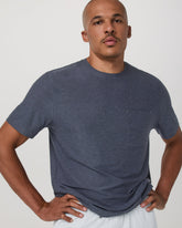 Short Sleeve Strato Pocket Tee-Relaxed Fit Dark Azure Heather | Vuori Clothing