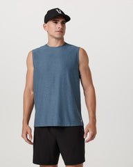 Strato Muscle Tee Men's Pool Blue Heather Tank Top | Vuori Outlet