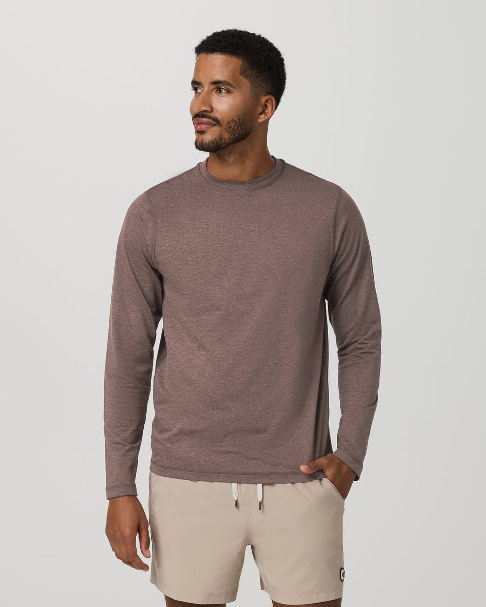 Men's Long Sleeve Ponto Performance Tee Elm Heather | Vuori Online