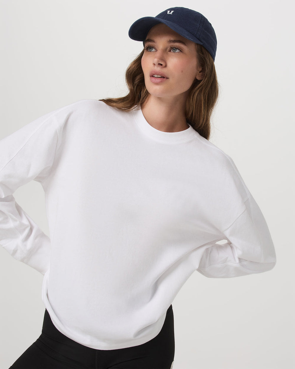 Long Sleeve Heavyweight Cotton Tee Women's White Shirt | Vuori Clothing