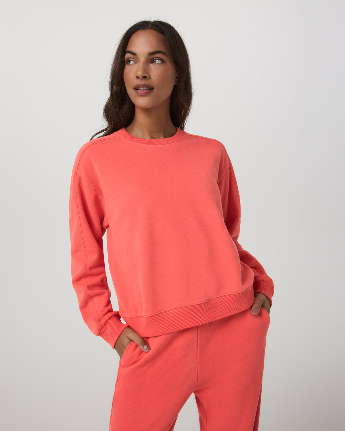 Sedona Seams Crew Women's Bright Coral Sweatshirt | Vuori Discount