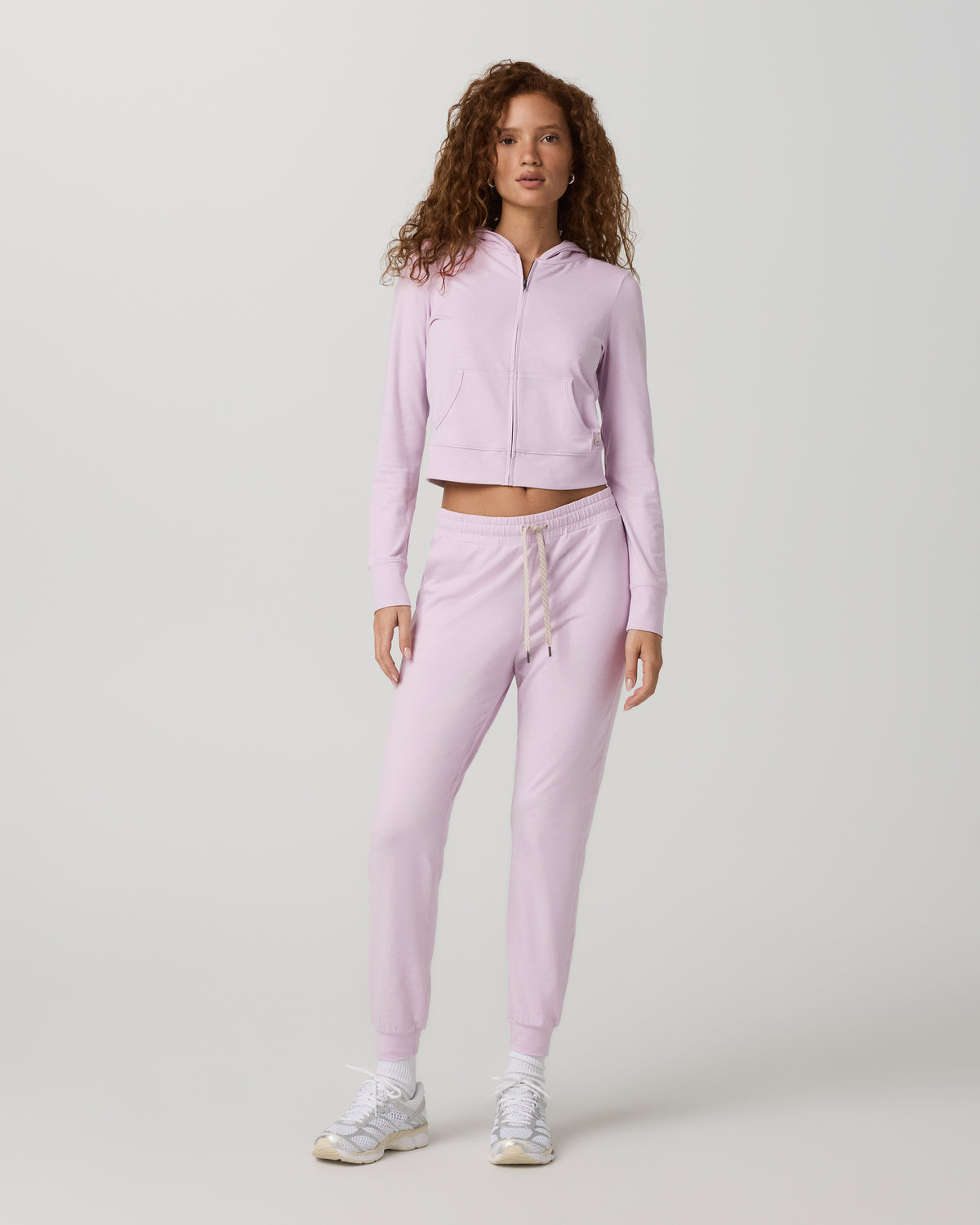 Halo Mini Full Zip Hoodie Lilac Breeze Heather Fitted Hoodie | Vuori Online