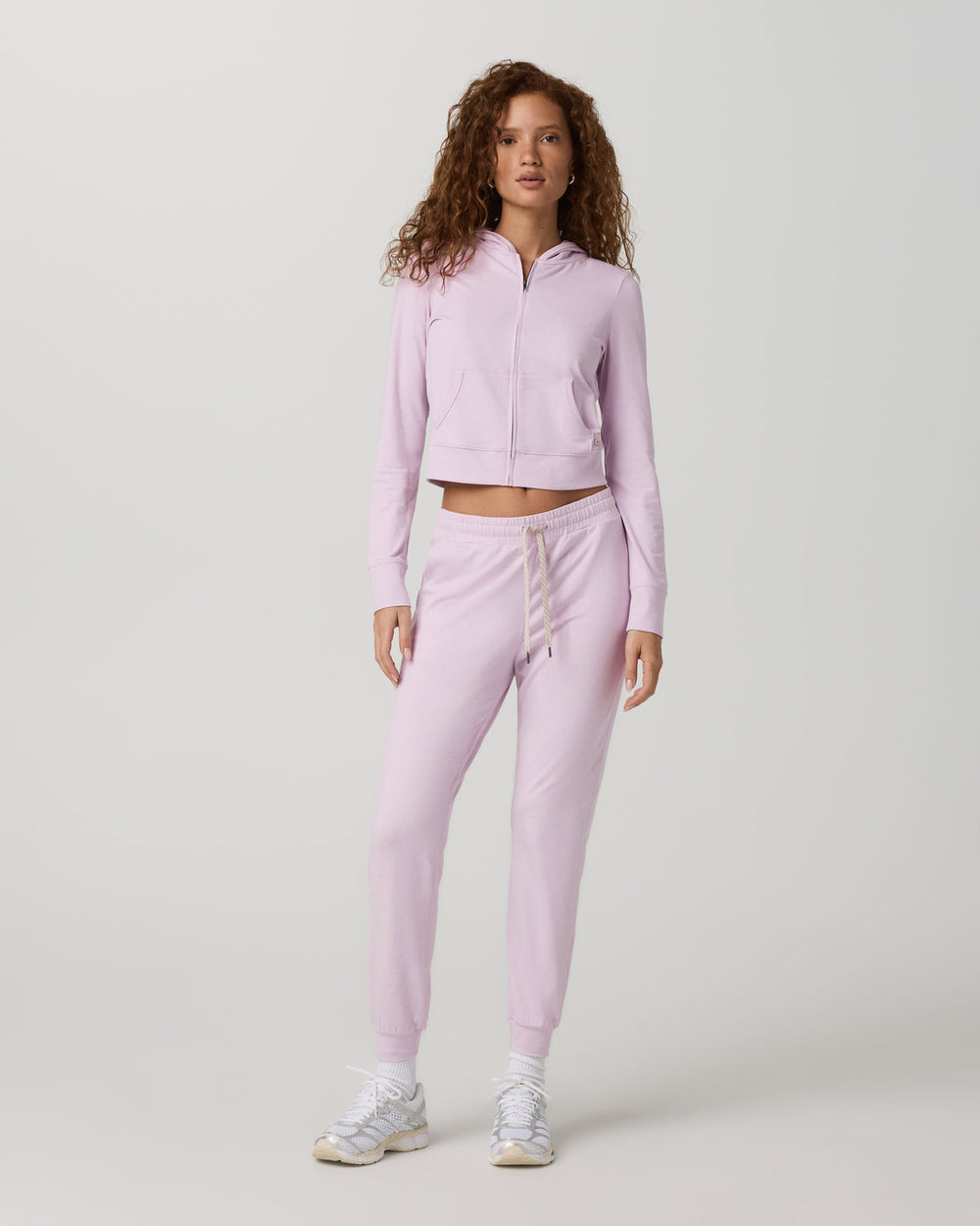 Halo Mini Full Zip Hoodie Lilac Breeze Heather Fitted Hoodie | Vuori Online