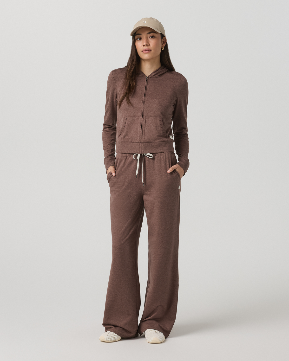 Halo Mini Full Zip Hoodie Women's Sable Heather Hoodie | Vuori Clothing