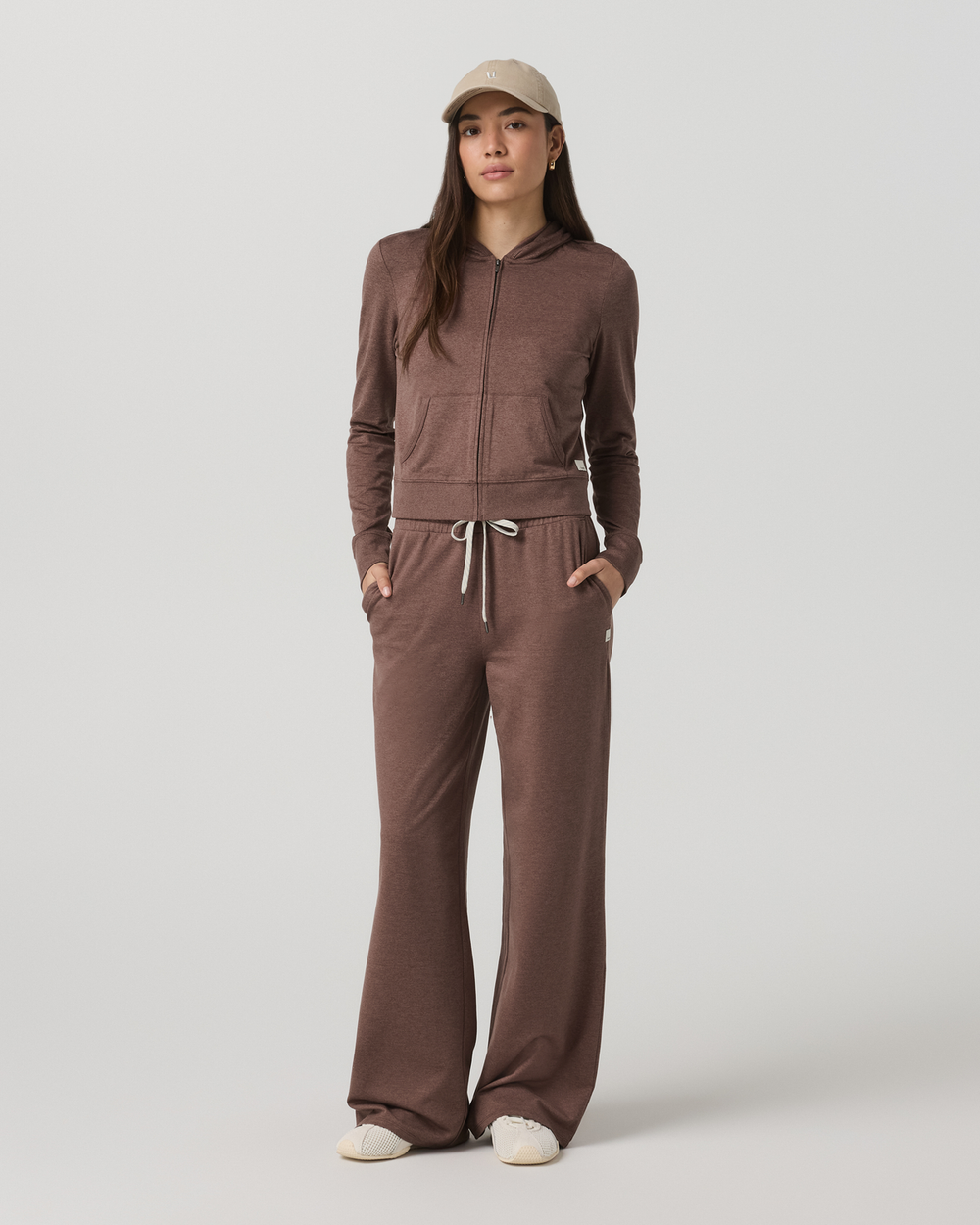 Halo Mini Full Zip Hoodie Women's Sable Heather Hoodie | Vuori Clothing