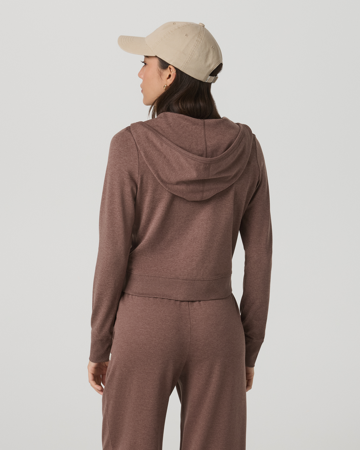 Halo Mini Full Zip Hoodie Women's Sable Heather Hoodie | Vuori Clothing