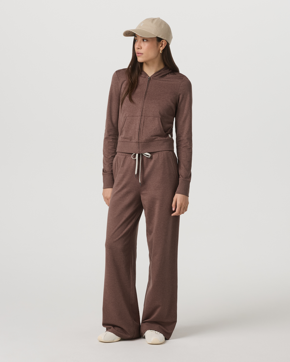 Halo Mini Full Zip Hoodie Women's Sable Heather Hoodie | Vuori Clothing