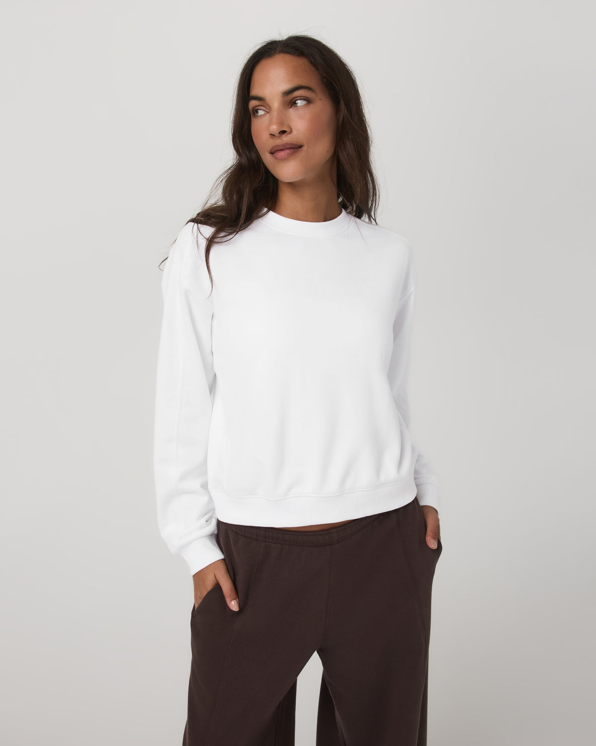 Sedona Seams Crew Women's White Fleece Sweatshirt | Vuori Sale
