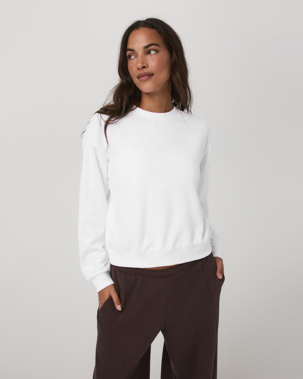 Sedona Seams Crew Women's White Fleece Sweatshirt | Vuori Sale