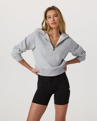 Restore Half Zip Hoodie Light Heather Grey Hoodie | Vuori Clothing