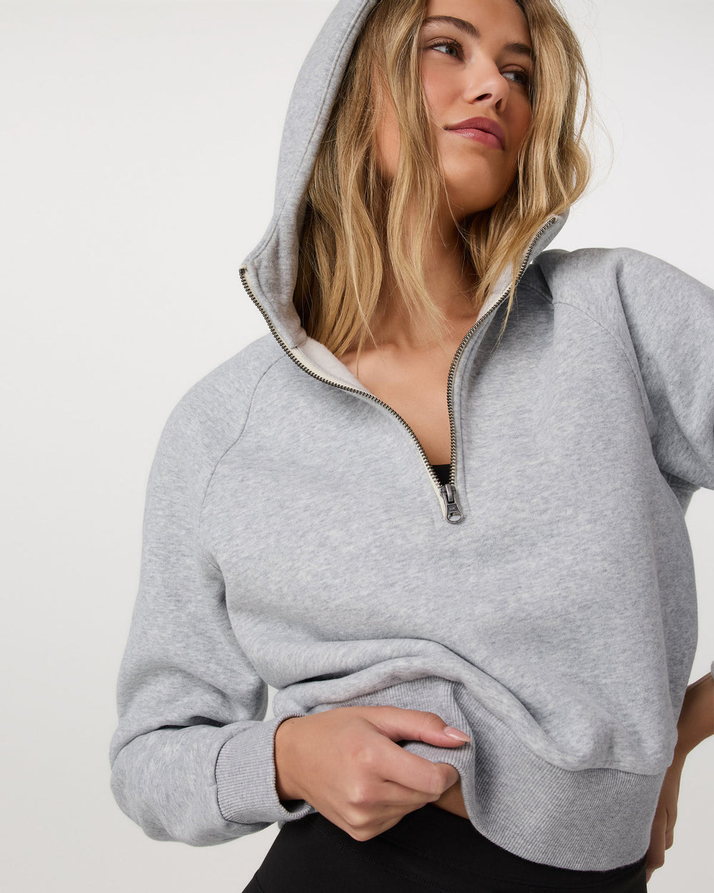 Restore Half Zip Hoodie Light Heather Grey Hoodie | Vuori Clothing