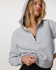 Restore Half Zip Hoodie Light Heather Grey Hoodie | Vuori Clothing