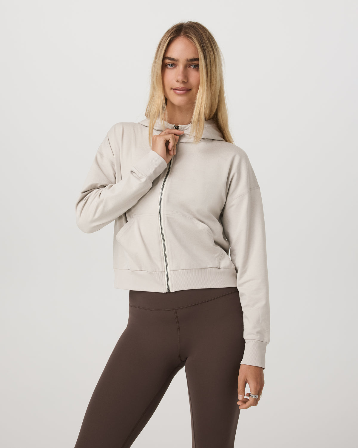 Halo Full Zip Hoodie Women's Ecru Heather Hoodie | Vuori Sale