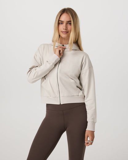 Halo Full Zip Hoodie Women's Ecru Heather Hoodie | Vuori Sale