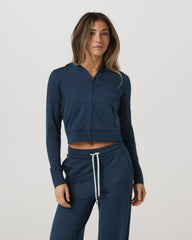 Women's Halo Mini Full Zip Hoodie Blue Coast Heather | Vuori On sale