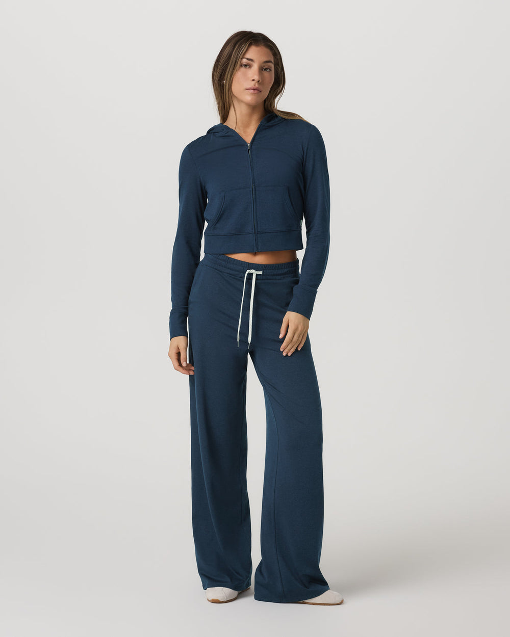 Women's Halo Mini Full Zip Hoodie Blue Coast Heather | Vuori On sale
