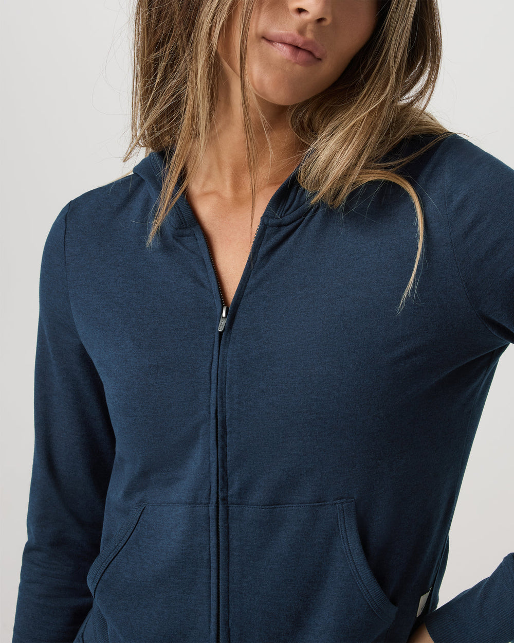 Women's Halo Mini Full Zip Hoodie Blue Coast Heather | Vuori On sale
