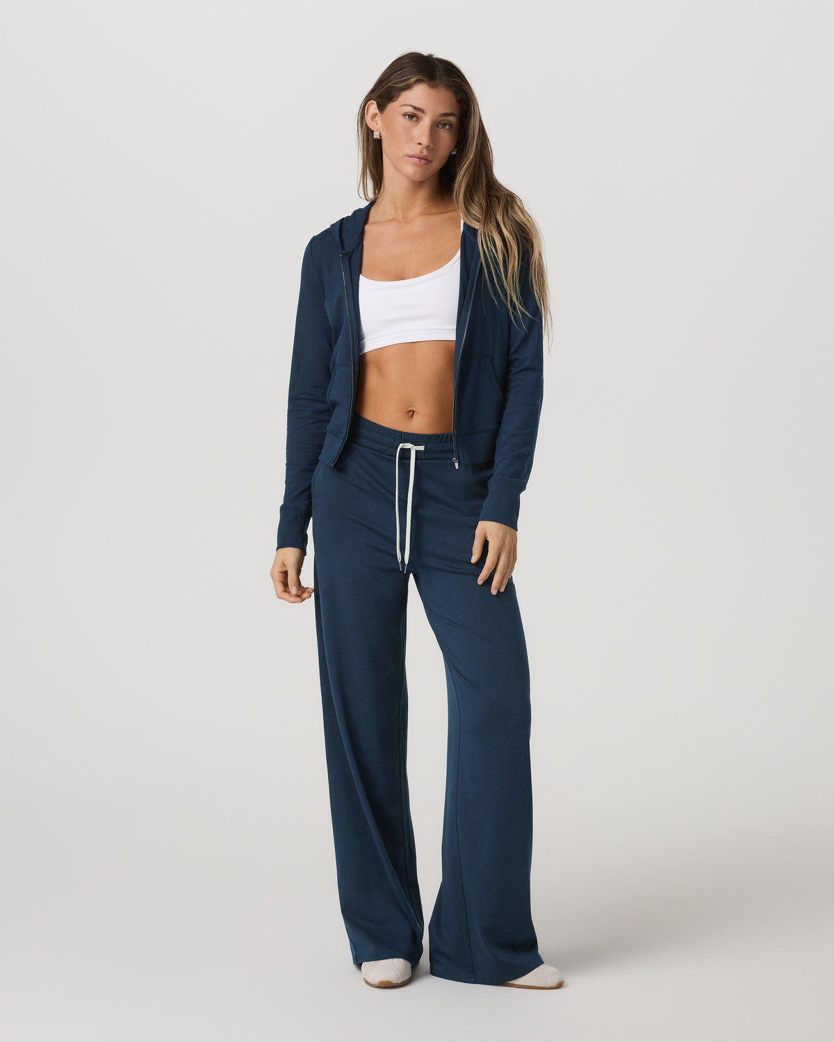 Women's Halo Mini Full Zip Hoodie Blue Coast Heather | Vuori On sale