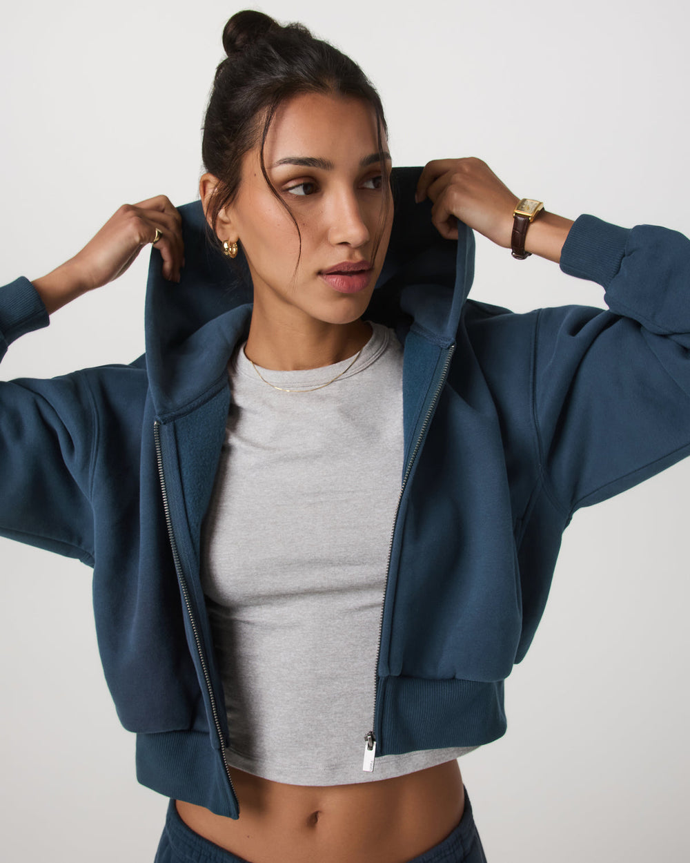 Restore Mini Full Zip Hoodie Ocean Blue Oversized Hoodie | Vuori For sale