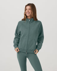 Restore Double Zip Sweatshirt Agate Green Full-Zip Fleece | Vuori