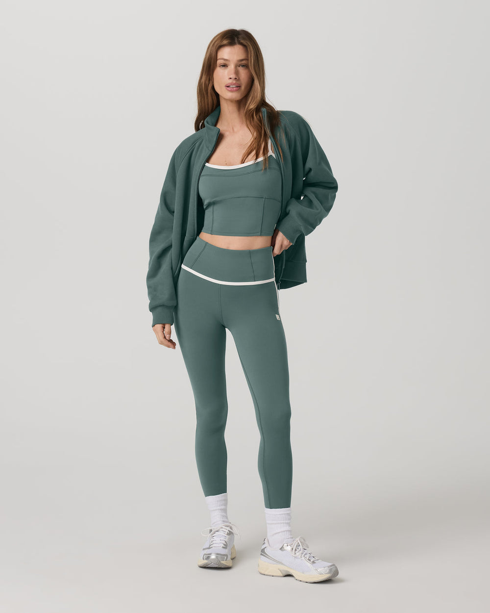 Restore Double Zip Sweatshirt Agate Green Full-Zip Fleece | Vuori