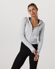 Halo Mini Full Zip Hoodie Pale Grey Heather | Vuori Online