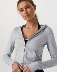 Halo Mini Full Zip Hoodie Pale Grey Heather | Vuori Online