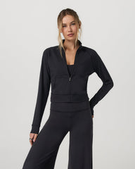 Halo Mini Track Jacket Women's Solid Black Cropped Zip-Up | Vuori Outlet