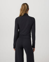 Halo Mini Track Jacket Women's Solid Black Cropped Zip-Up | Vuori Outlet