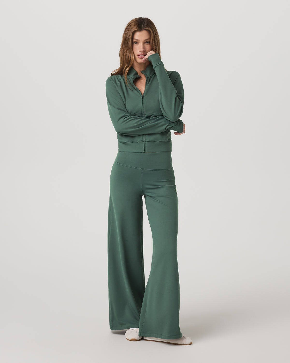 Halo Mini Track Jacket Women's Agate Green Cropped Zip-Up | Vuori Clothing