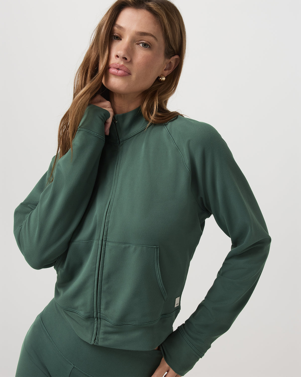Halo Mini Track Jacket Women's Agate Green Cropped Zip-Up | Vuori Clothing