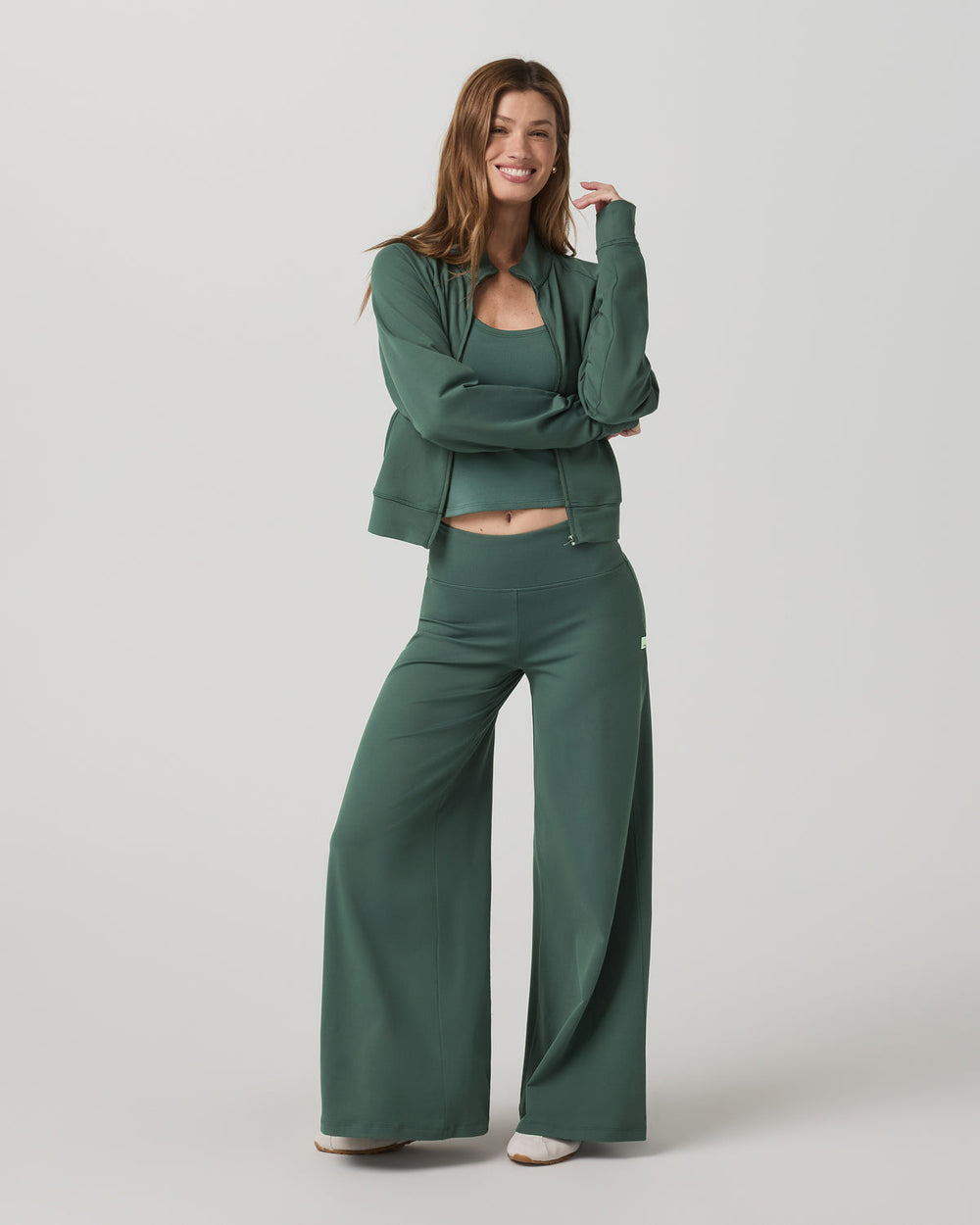 Halo Mini Track Jacket Women's Agate Green Cropped Zip-Up | Vuori Clothing