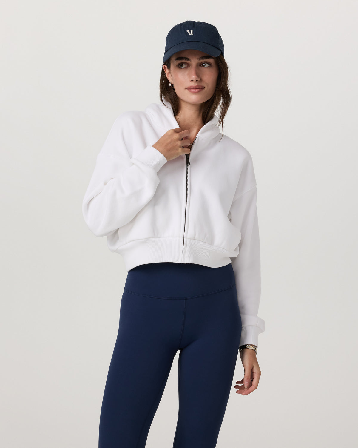 Restore Mini Full Zip Hoodie Women's White Jacket | Vuori Discount