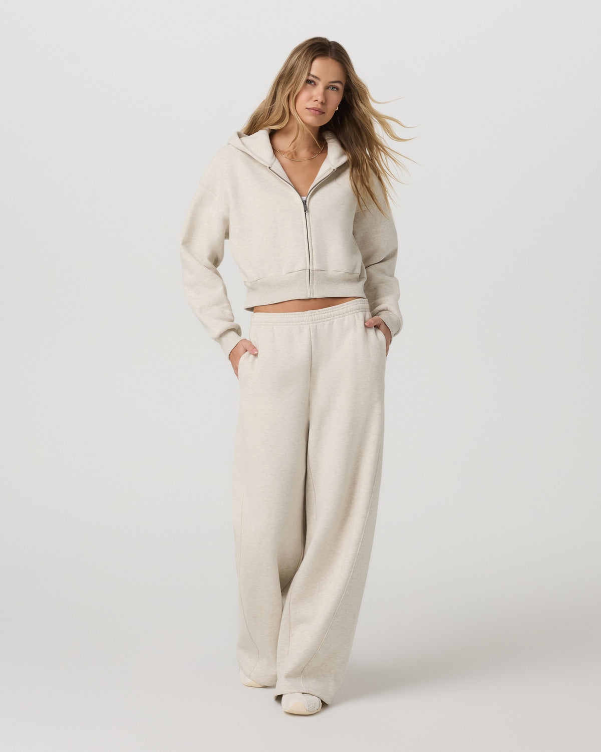 Restore Mini Full Zip Hoodie Bone Heather Jacket | Vuori On sale