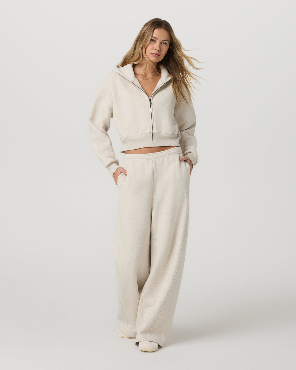 Restore Mini Full Zip Hoodie Bone Heather Jacket | Vuori On sale