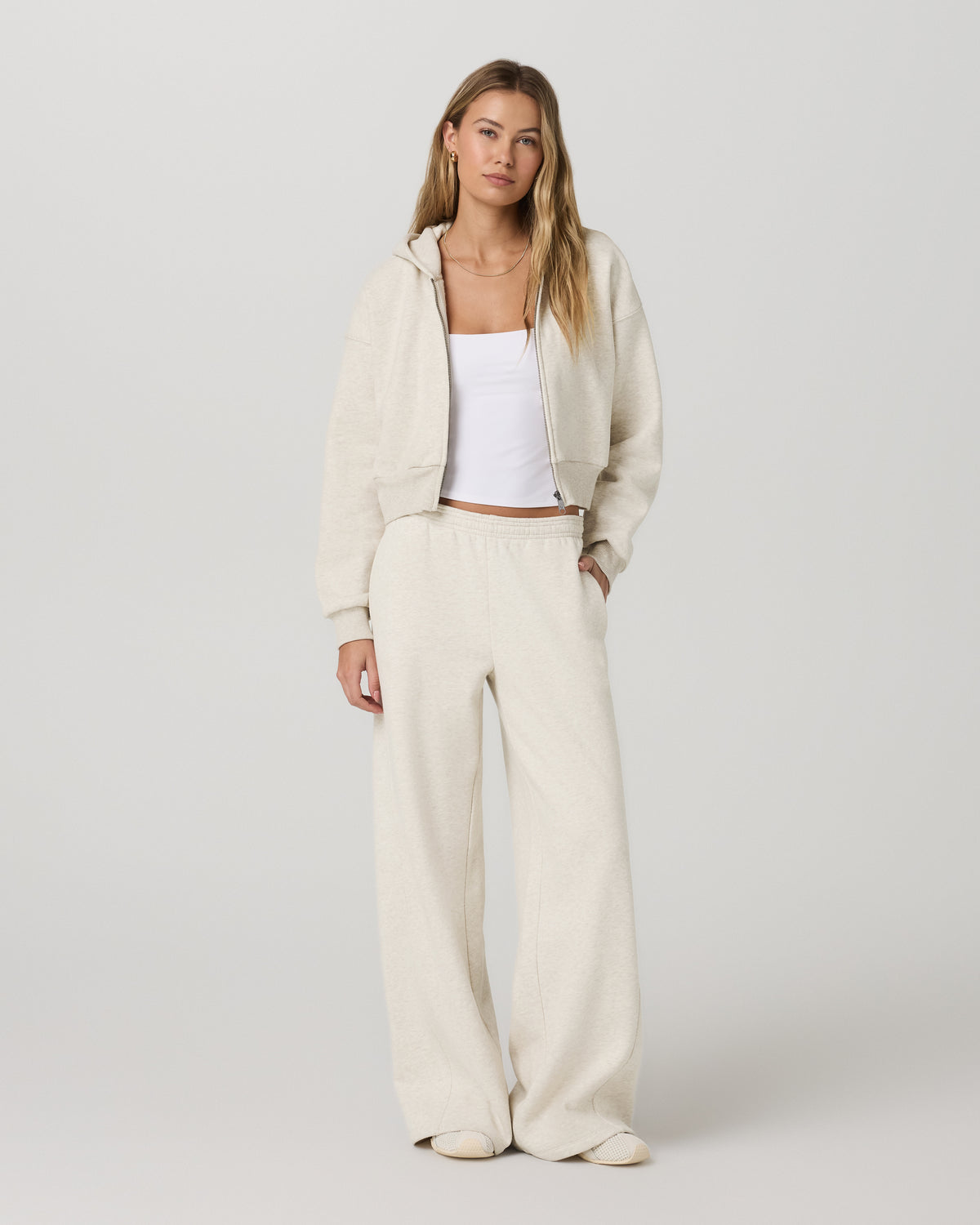 Restore Mini Full Zip Hoodie Bone Heather Jacket | Vuori On sale