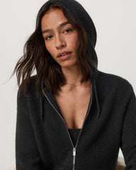 Émilie Cashmere Hoodie Women's Black Zip | Vuori Online