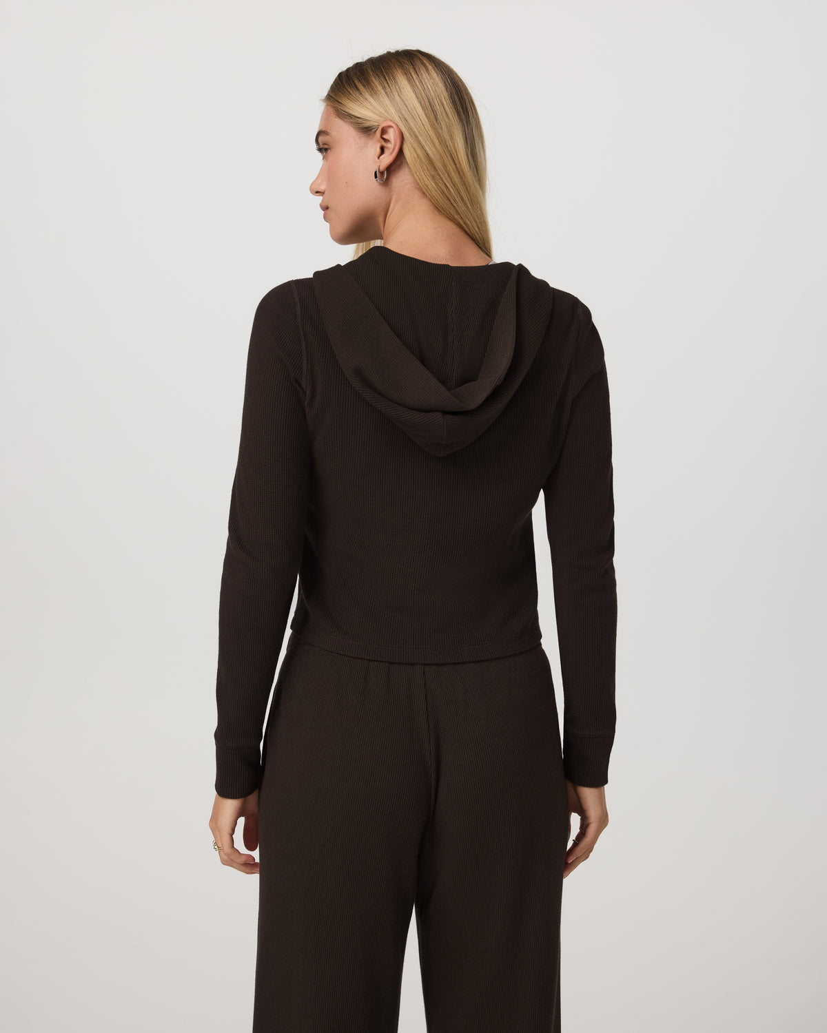 Waffle Full Zip Hoodie Women's Dark Java Hoodie | Vuori US