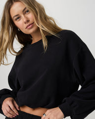 Sedona Bubble Crew Women's Black Pullover Crewneck | Vuori
